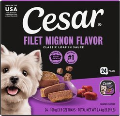 Cesar Classic Loaf in Sauce Filet Mignon Flavor in Meaty Juices Small Breed Wet Dog Food, 3.5-oz, case of 24
