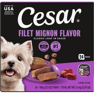 Cesar Classic Loaf in Sauce Filet Mignon Flavor in Meaty Juices Small Breed Wet Dog Food, 3.5-oz, case of 24