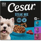 Cesar Filets in Gravy Beef Flavors Variety Pack Small Breed Adult Wet Dog Food, 3.5-oz tray, case of 24