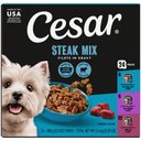Cesar Filets in Gravy Beef Flavors Variety Pack Small Breed Adult Wet Dog Food, 3.5-oz tray, case of 24