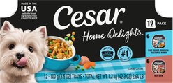 Cesar Home Delights Slow Cooked Chicken & Vegetables & Beef Stew Variety Pack Small Breed Adult Wet Dog Food Trays, 3.5-oz, case of 12