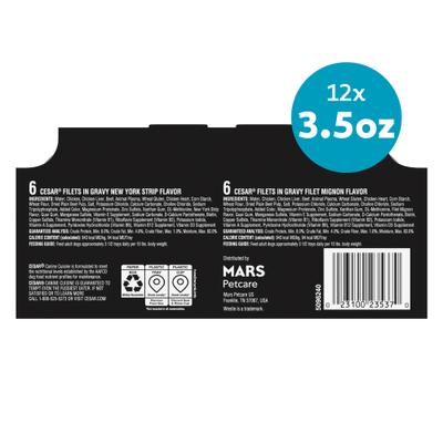 Show full view: Cesar Filets in Gravy Beef Variety Pack Small Breed Adult Wet Dog Food Trays, 3.5-oz, case of 12 slide 4 of 11