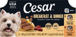 Cesar Classic Loaf in Sauce Breakfast & Dinner Mealtime Variety Pack Grain-Free Small Breed Adult Wet Dog Food Trays, 3.5-oz, case of 12