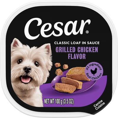 Cesar Classic Loaf in Sauce Grilled Chicken Flavor Grain-Free Small Breed Adult Wet Dog Food Trays, 3.5-oz, case of 24