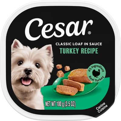 Cesar Classic Loaf in Sauce Turkey Recipe Grain-Free Small Breed Adult Wet Dog Food, 3.5-oz, case of 24