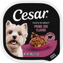 Cesar Filets in Gravy Prime Rib Adult Small Breed Wet Dog Food Trays, 3.5-oz, case of 24