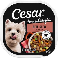 Cesar Home Delights Beef Stew Grain-Free Small Breed Adult Wet Dog Food Trays, 3.5-oz, case of 24