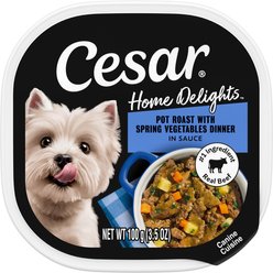 Cesar Home Delights Pot Roast with Spring Vegetables Dinner in Sauce Small Breed Adult Wet Dog Food, 3.5-oz tray, case of 24 slide 1 of 9
