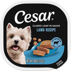 Cesar Classic Loaf in Sauce Lamb Recipe Grain-Free Small Breed Adult Wet Dog Food Trays, 3.5-oz, case of 24