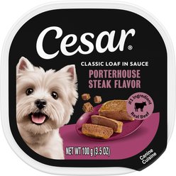 Cesar Classic Loaf in Sauce Porterhouse Steak Flavor Grain-Free Small Breed Adult Wet Dog Food Trays, 3.5-oz, case of 24