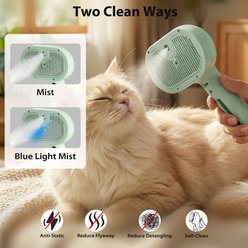 VIVIPAL 2-in-1 Self Cleaning Slicker Dog & Cat Steam Brush & Hair Remover with Blue light, Green slide 2 of 9