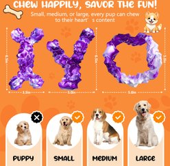FUUFOME Indestructible Extra Durable Dental Bacon Flavored Bone Aggressive Dog Chew Toy, Purple, 3 count slide 2 of 8