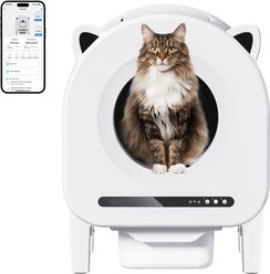 MeWang Automatic Self-Cleaning Cat Litter Box with App Control, Safety Sensors, Washable Liner & Garbage Bags, 68-L