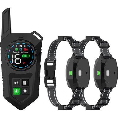 LvLrister LvLrister T820 3-in-1 Remote Waterproof Training & Anti-Bark Dog Collar with Light, Black, 26-in neck, 1.375-in wide, 2 count