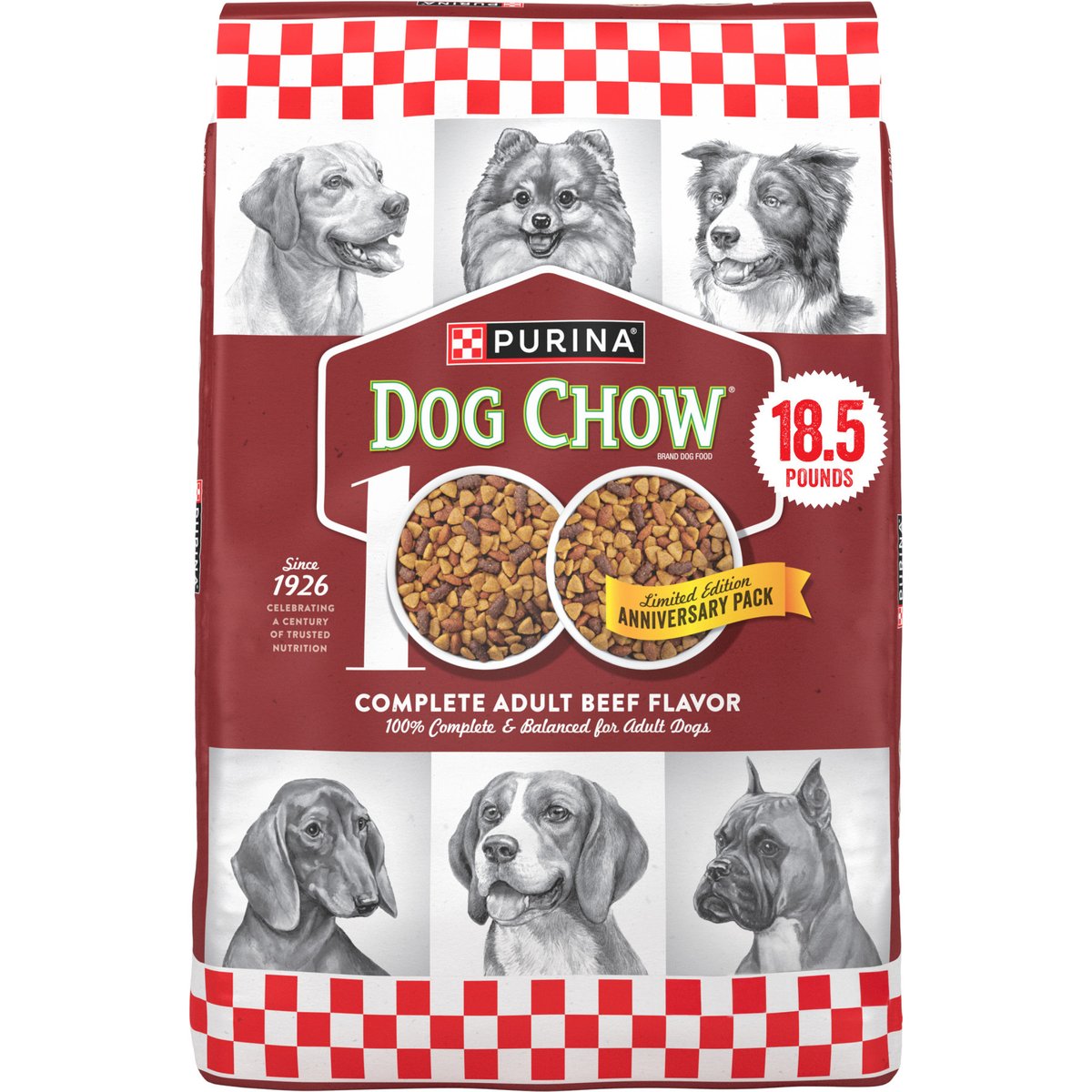 Dog Chow Kibble Beef Flavor Complete Dry Dog Food, 18.5-lb bag