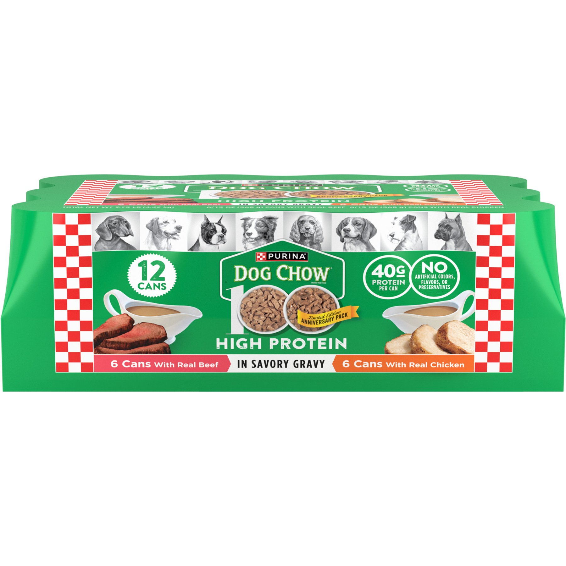 Dog Chow High Protein Variety Pack Chicken & Beef in Savory Gravy Canned Dog Food, 13-oz can, case of 12