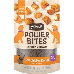 Merrick Power Bites Real Chicken Recipe Grain-Free Soft & Chewy Dog Treats, 6-oz bag