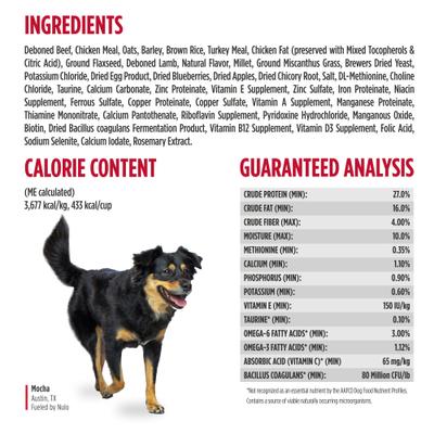 Show full view: Nulo Frontrunner Ancient Grains Beef, Barley, & Lamb Recipe High-Protein Adult Dry Dog Food, 25-lb bag slide 9 of 11