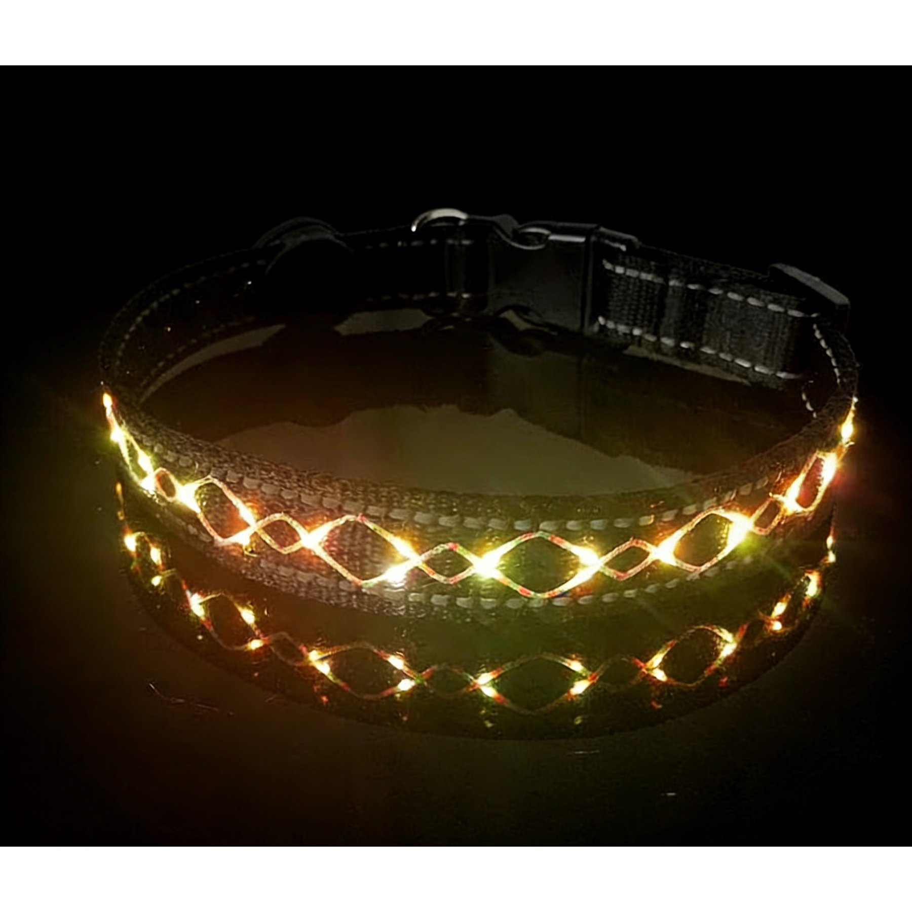 MEGAPAWS Light Up Nylon Dog Collar, Chameleon, Large: 17 to 27-in neck, 0.79-in wide