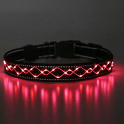 MEGAPAWS Light Up Nylon Dog Collar, Pink, Large: 17 to 27-in neck, 0.79-in wide