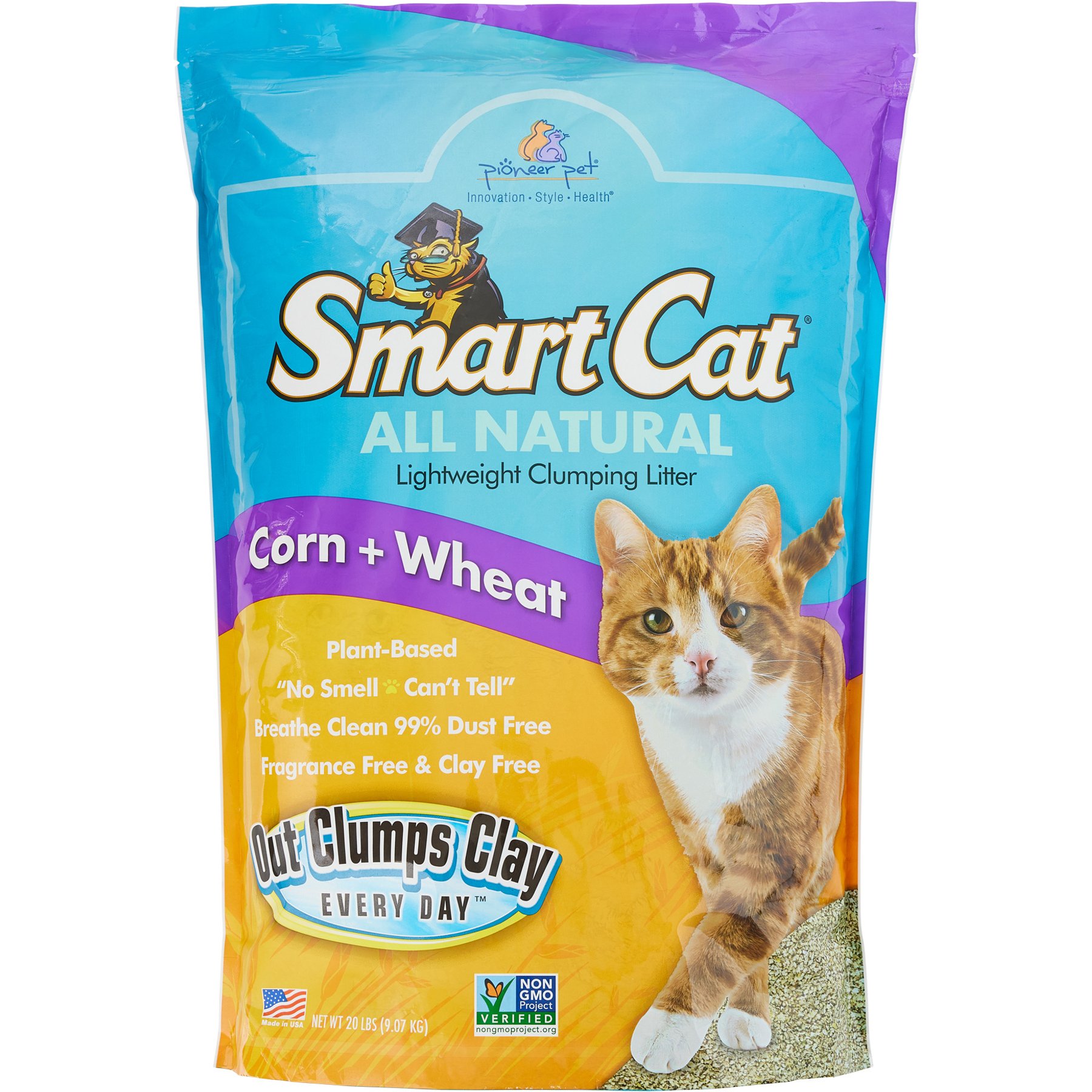 SmartCat All Natural Lightweight Corn & Wheat Clumping Cat Litter, 20-lb bag
