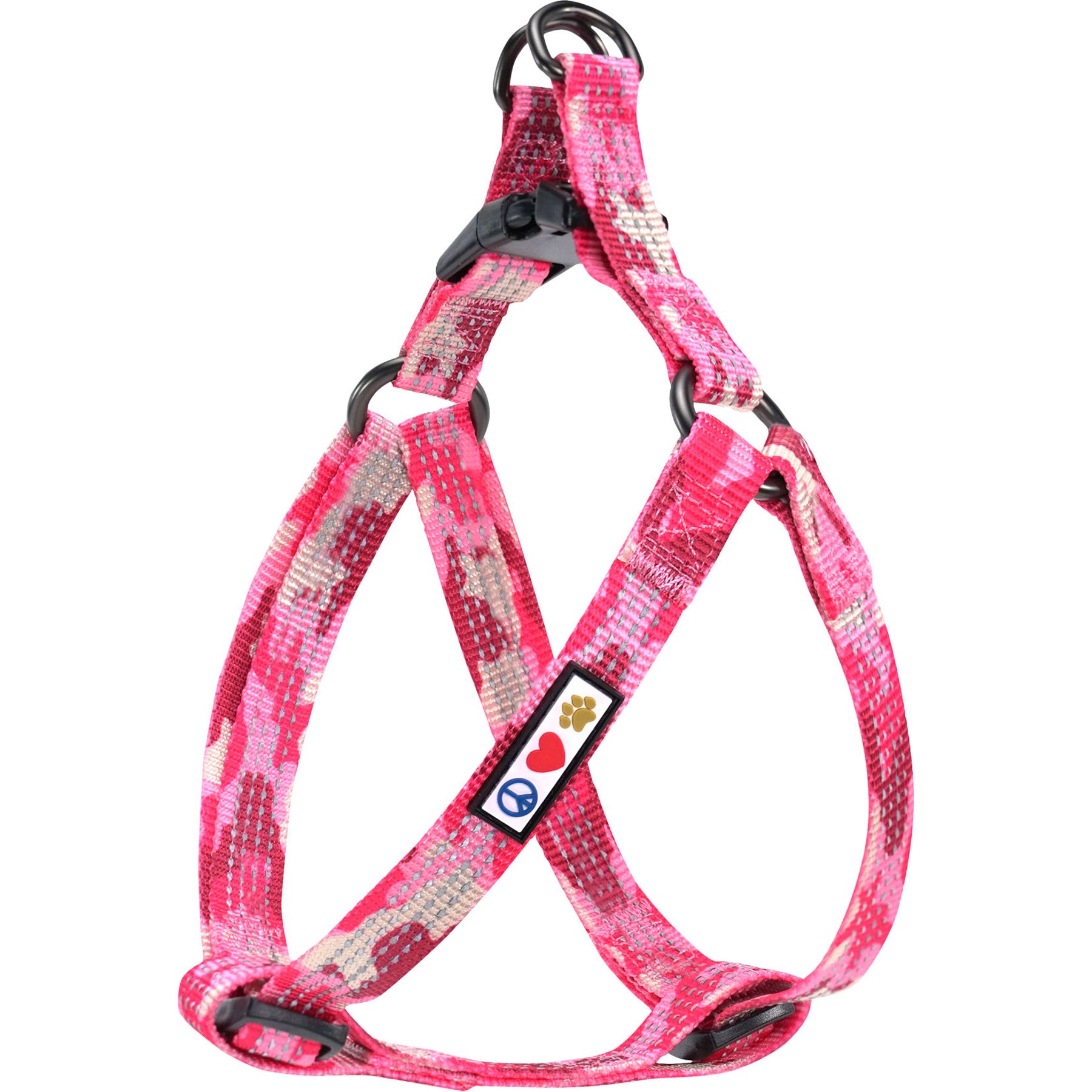 Pawtitas Nylon Reflective Step In Back Clip Dog Harness, Camouflage Pink, Medium: 20 to 28-in chest