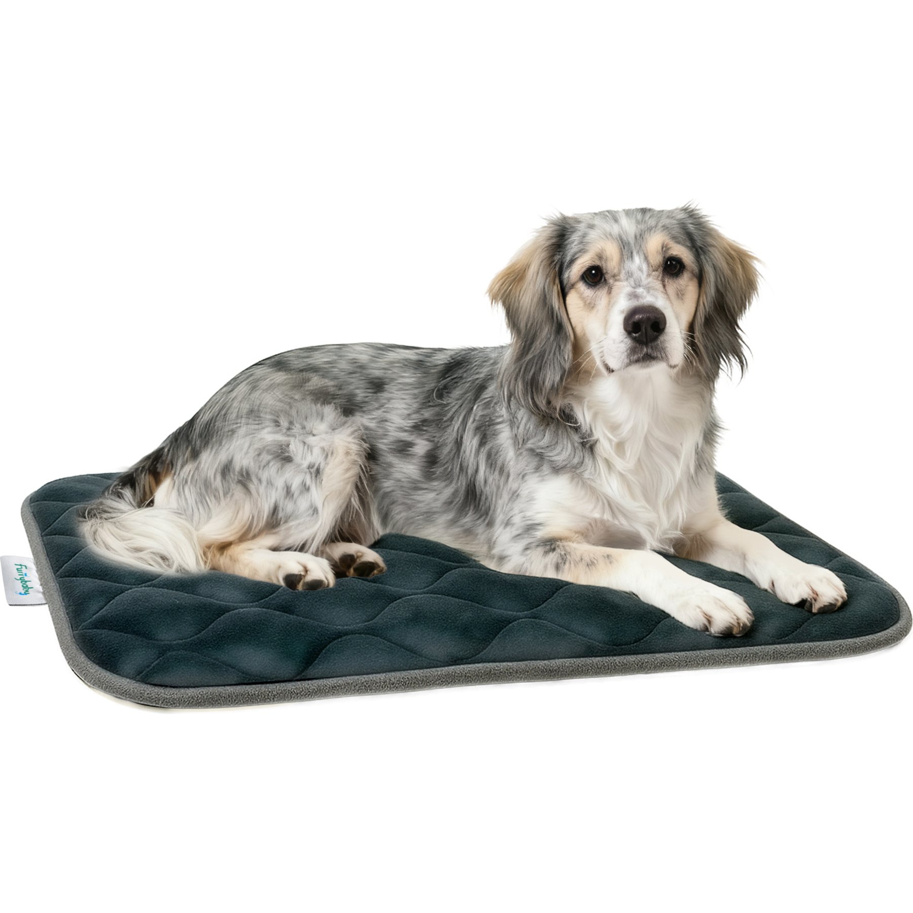 furrybaby Anti-Slip Bottom Machine Washable Dog Crate Mat, Grey, Medium