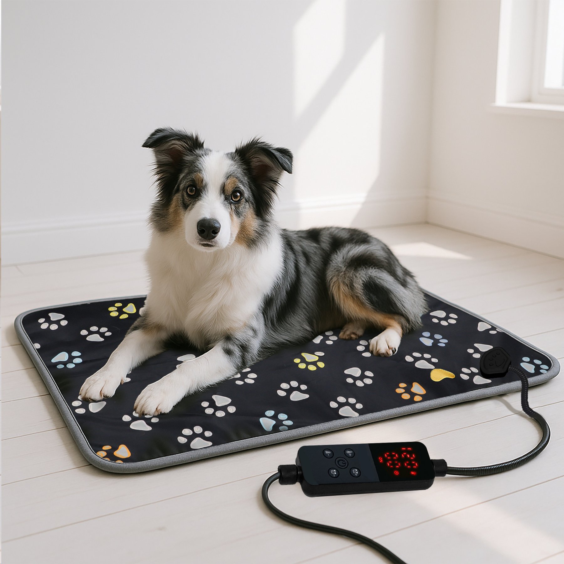 furrybaby Dog & Cat Heating Pad with Timer, Black, XX-Large