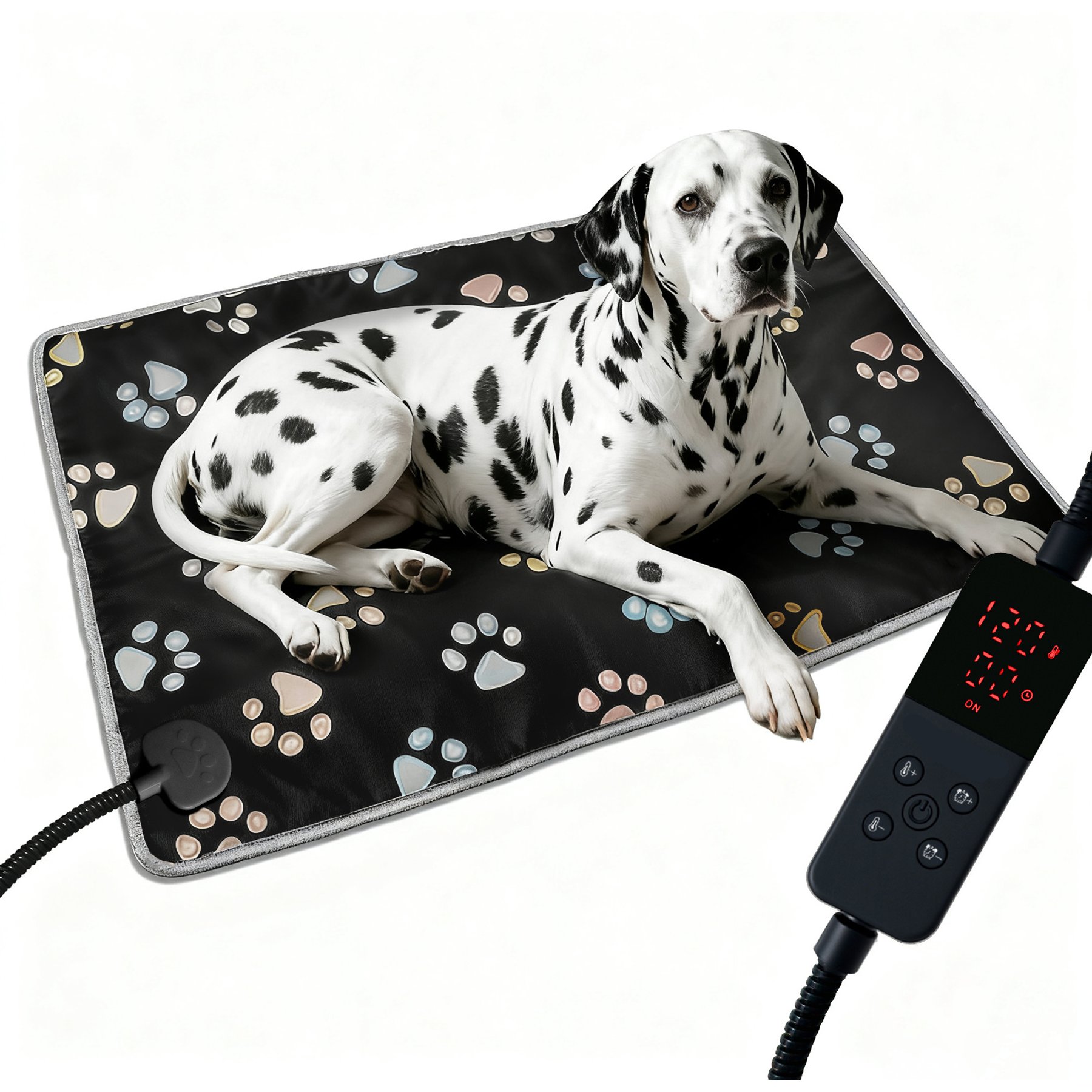 furrybaby Dog & Cat Heating Pad with Timer, Black, Medium
