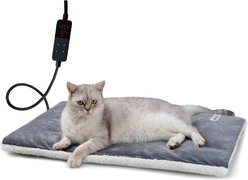 Rest-Eazzzy 5-Level Timer & Temperature Control with Removable Cover Cat Heating Pad & Bed, Gray, Medium, 1 count