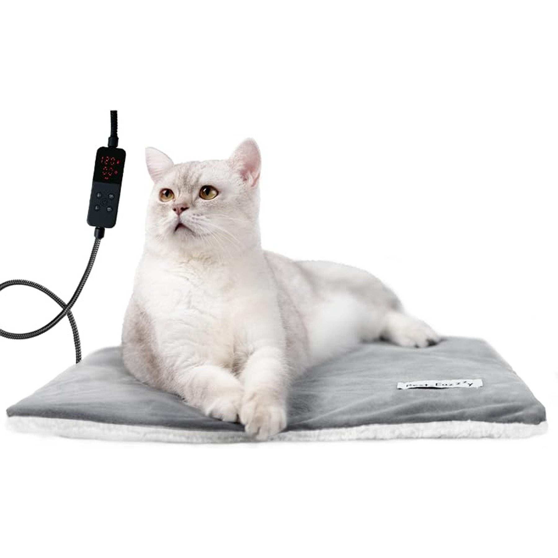 Rest-Eazzzy 5-Level Timer & Temperature Control with Removable Cover Cat Heating Pad & Bed, Gray, Small, 1 count