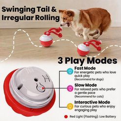 Petajoy Interactive Squeaky Rope & Tug Motion Dog Toy, Red slide 2 of 9