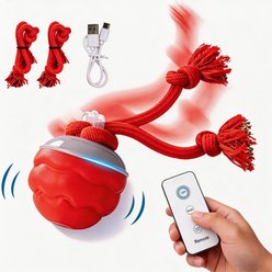 Petajoy Rope Squeaky Motion Dog Toy with Remote Control, Red