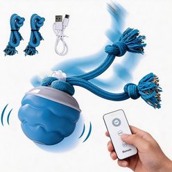 Petajoy Rope Squeaky Motion Dog Toy with Remote Control, Blue