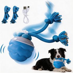 Petajoy Interactive Squeaky Rope & Tug Motion Dog Toy, Blue slide 1 of 9