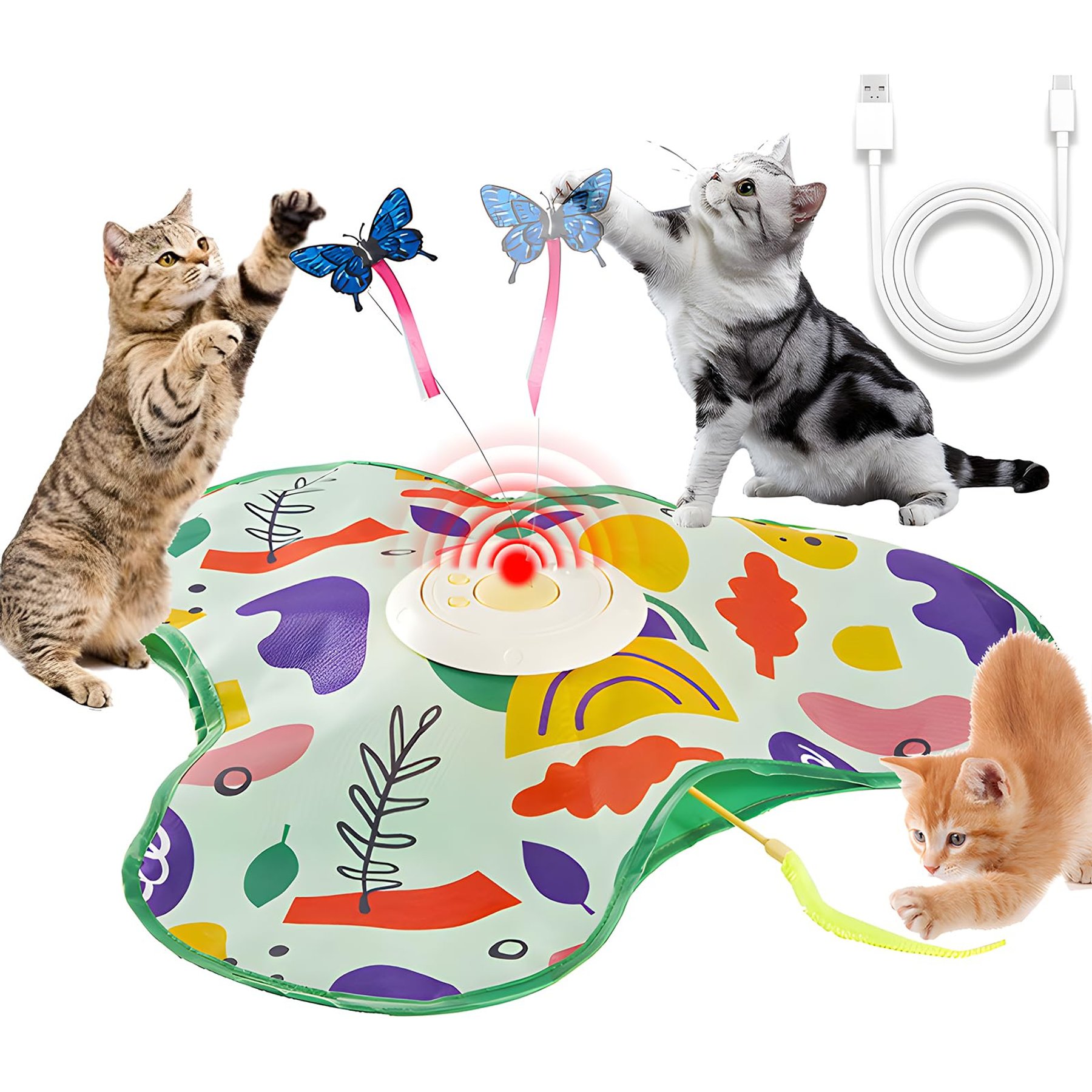 Meowvale 3-in-1 Smart Hide & Seek Interactive Motion Cat Toy, Green