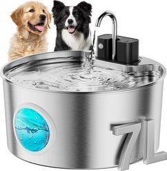 Casfuy Upgraded Wireless Automatic Smart Stainless Steel Dog Water Fountain, 7-L
