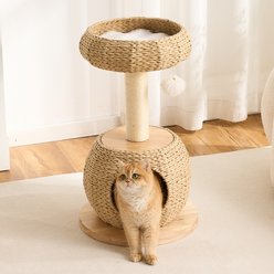 Hittite Solid Wood 30-in Ratten Cat Tree Tower & Condo with Sisal Scratching Post, Natural, 17.5 x 17.5 x 30-in