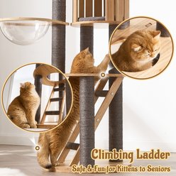 Hittite Solid Wood 62-in Corduroy Cat Tree Tower & Condo with Sisal Scratching Post, Capsule & Ladder, 20.87 x 20.87 x 62-in, Gray slide 2 of 9