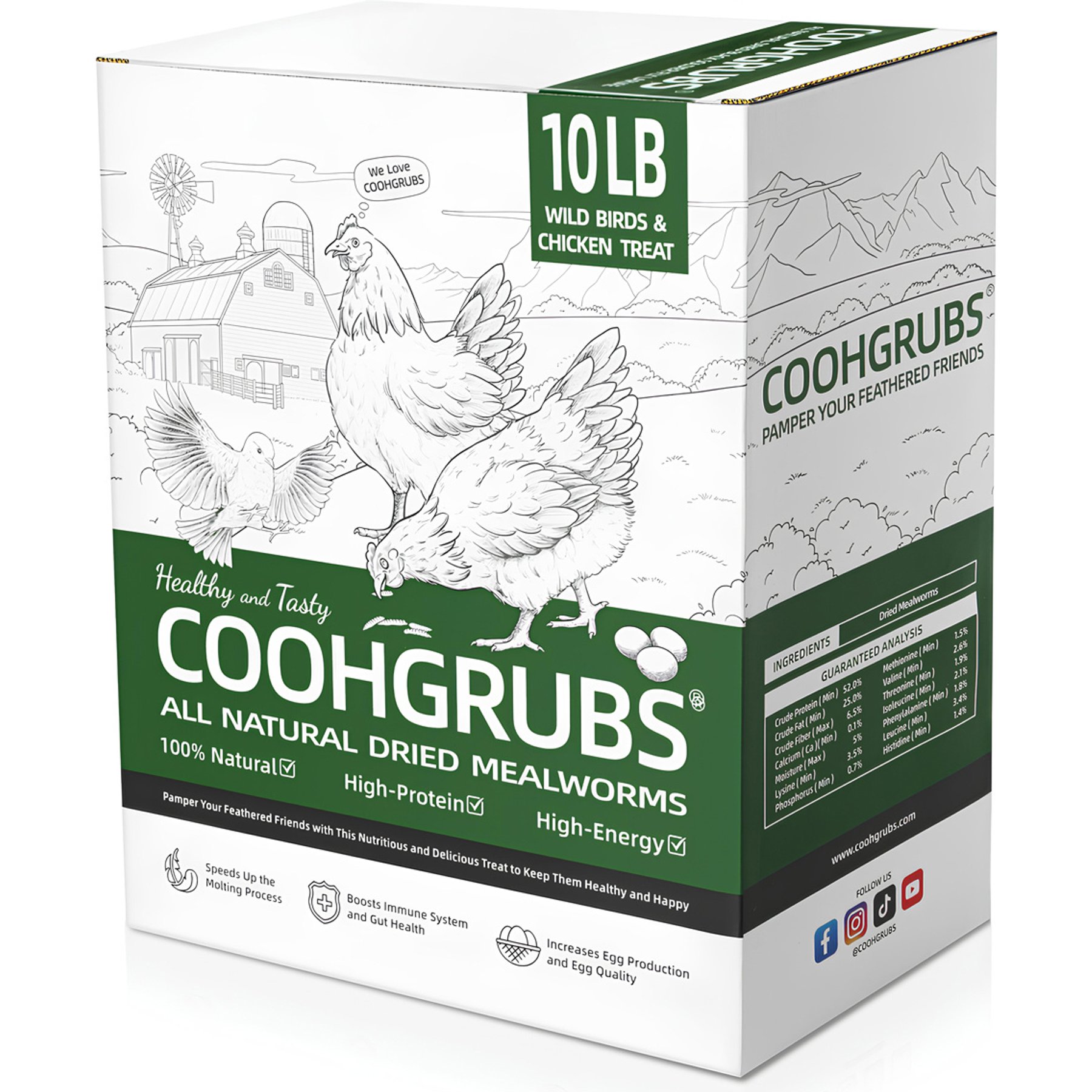 COOHGRUBS Dried Mealworms Poultry & Bird Treats, 10-lb bag