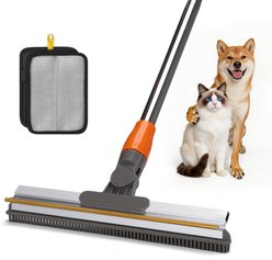 AIPERRO 2-in-1 Carpet Rake Adjustable-Handle Dog Hair Remover, Grey