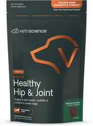 VetriScience Golden Years Chicken Flavor Strength & Stability Joint Support Chew Supplement for Senior Dogs, 60 count