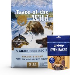 Taste of the Wild Pacific Stream Grain-Free Dry Food + Chewy Made with Peanut Butter Recipe Grain-Free Oven Baked Crunchy Biscuit Dog Treats