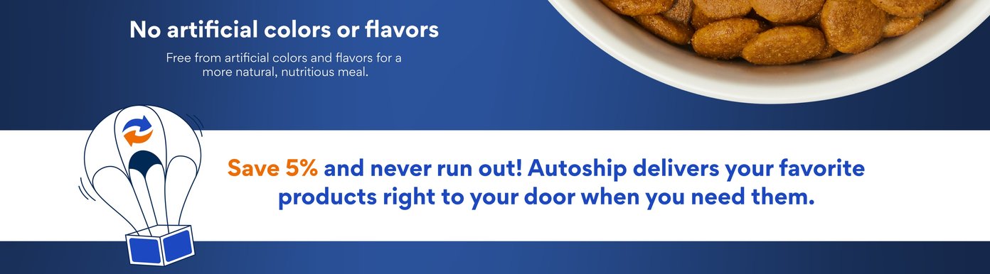 No artificial colors or flavors. Free from artificial colors and flavors for a more natural, nutritious meal. Save 5% and never run out! Autoship delivers your favorite products right to your door when you need them.