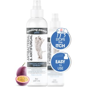 Smiling Paws Pets Antibacterial & Antifungal Medicated Dog & Cat Spray, 8-fl oz bottle