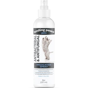 Smiling Paws Pets Antibacterial & Antifungal Medicated Dog & Cat Spray, 8-fl oz bottle