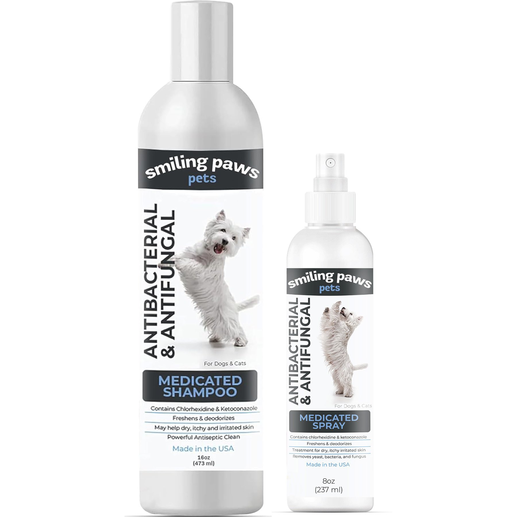 Alpha Paw Antibacterial & Antifungal Medicated Spray, 8-oz bottle + Antibacterial & Antifungal Medicated Dog & Cat Shampoo, 16-oz bottle