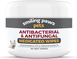Smiling Paws Pets Antibacterial & Antifungal Medicated Dog & Cat Wipes, 50 count