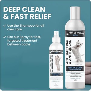 Smiling Paws Pets Antibacterial & Antifungal Medicated Dog & Cat Spray, 8-fl oz bottle