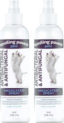 Smiling Paws Pets Antibacterial & Antifungal Medicated Dog & Cat Spray, 8-fl oz bundle